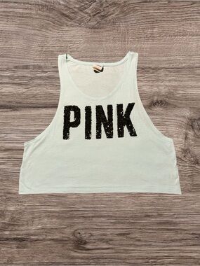 ✨ VS PINK Y2K Aqua Bling Sequin Crop Tank ✨